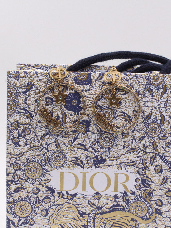 حلق ديور كبير انتيك برونز كريستال حلق dior  