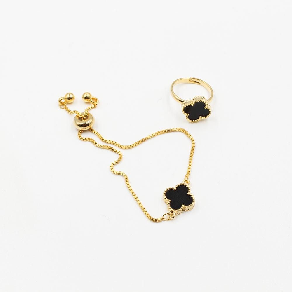 طقم اسواره سحاب وخاتم فان كليف صغير طقم متوفر 10 لون اسود ذهبي