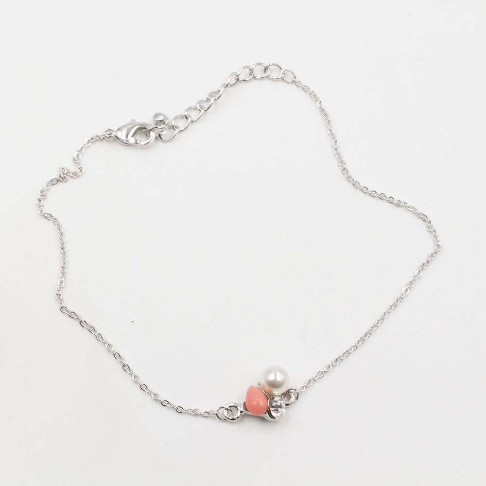 خلخال دمعه بحجر ملون خلخال متوفر 7 لون وردي فضي