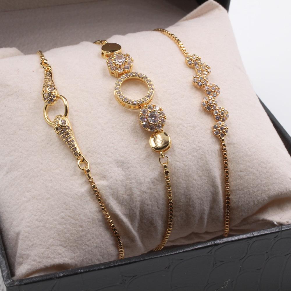 طقم اساور سحاب سنيك اند سيركل 3 قطع اسواره متوفر 2 لون ذهبي