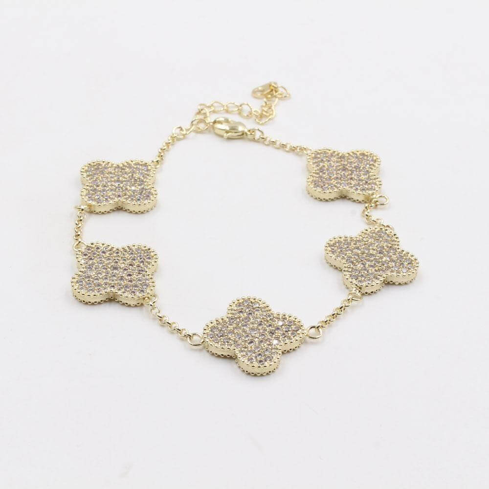 اسواره فان كليف زركون 5 وردات كبيرة اسواره van cleef ذهبي