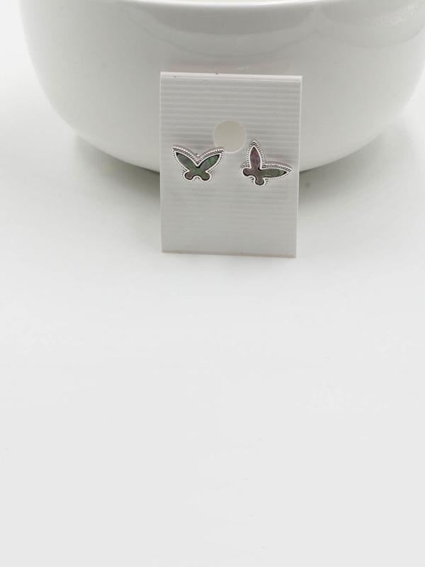 حلق فان كليف فراشه صغير حلق van cleef رمادي فضي