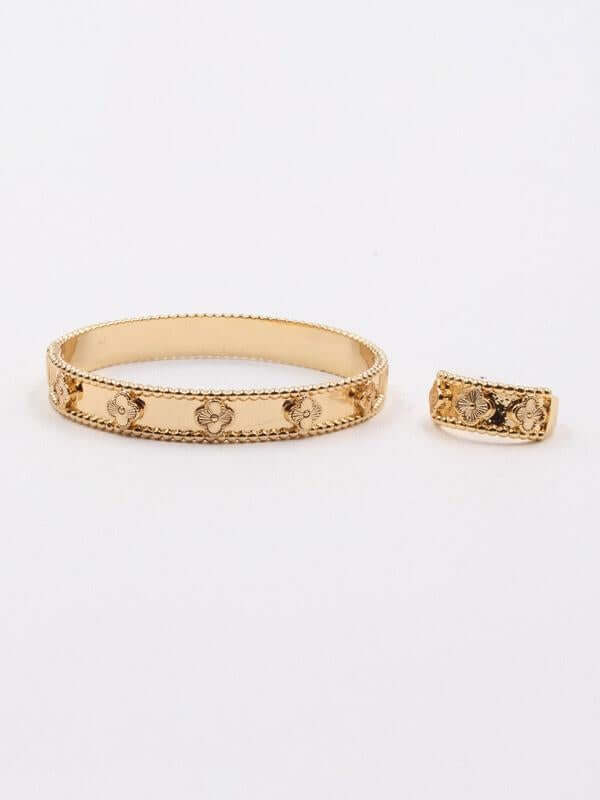 اسواره وخاتم فان كليف قولد فلاورز اسواره van cleef ذهبي 7