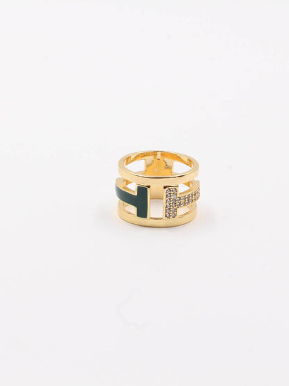 Tiffany colors ring - خاتم تيفاني ألوان خواتم Jewel اخضر ذهبي 7 