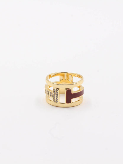 Tiffany colors ring - خاتم تيفاني ألوان خواتم Jewel عنابي ذهبي 7 