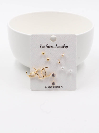 Chanel Earrings Set - مجموعة شانيل حلق حلق Jewel ذهبي 