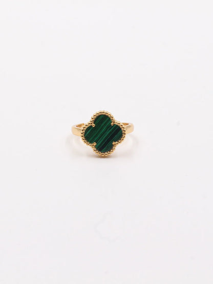 Van Cleef ring natural stone - خاتم فان كليف حجر طبيعي خواتم Jewel أخضر ذهبي 