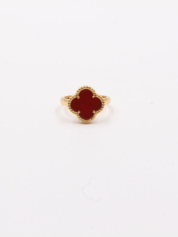 Van Cleef ring natural stone - خاتم فان كليف حجر طبيعي خواتم Jewel أحمر ذهبي 