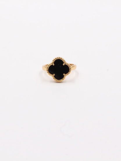 Van Cleef ring natural stone - خاتم فان كليف حجر طبيعي خواتم Jewel أسود ذهبي 