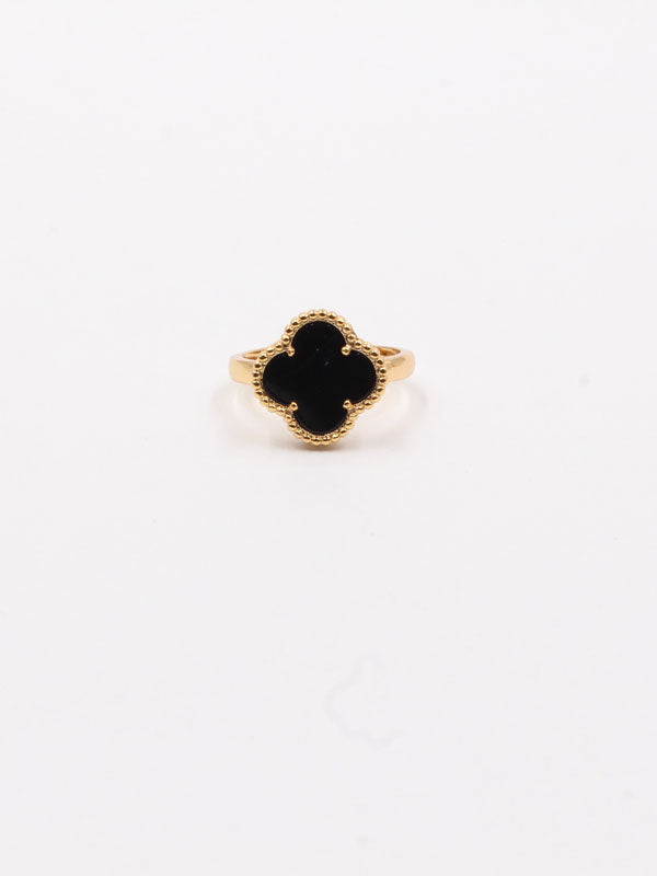 Van Cleef ring natural stone - خاتم فان كليف حجر طبيعي أسود ذهبي - Jewel