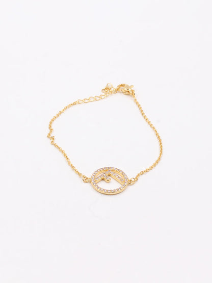 Fendi soft cubic zirconia bracelet - أسوارة فندي ناعمة زركون اسواره Jewel ذهبي  