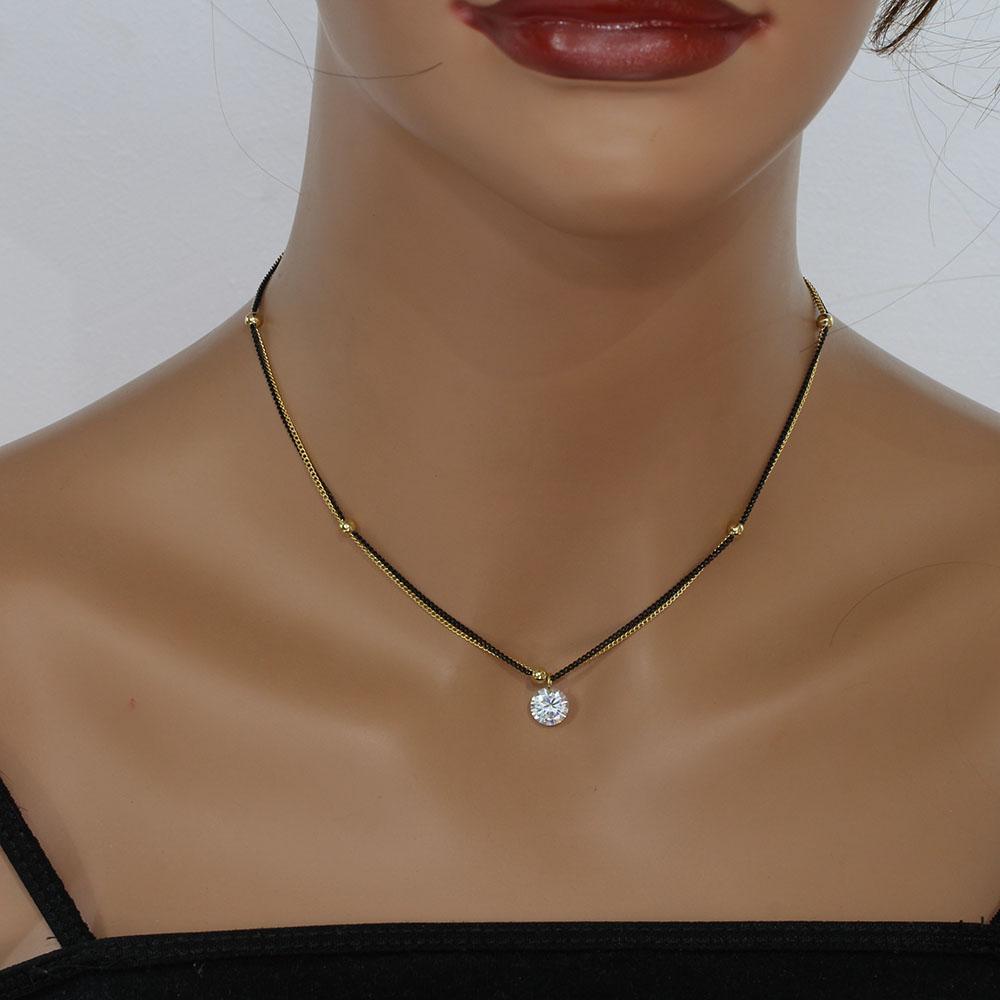 سلسال كوري طبقتين بفص زركون  - Jewel