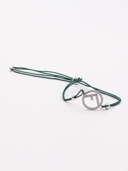 Fendi zirconia thread bracelet - أسوارة فندي خيط زركون اسواره Jewel أخضر فضي  