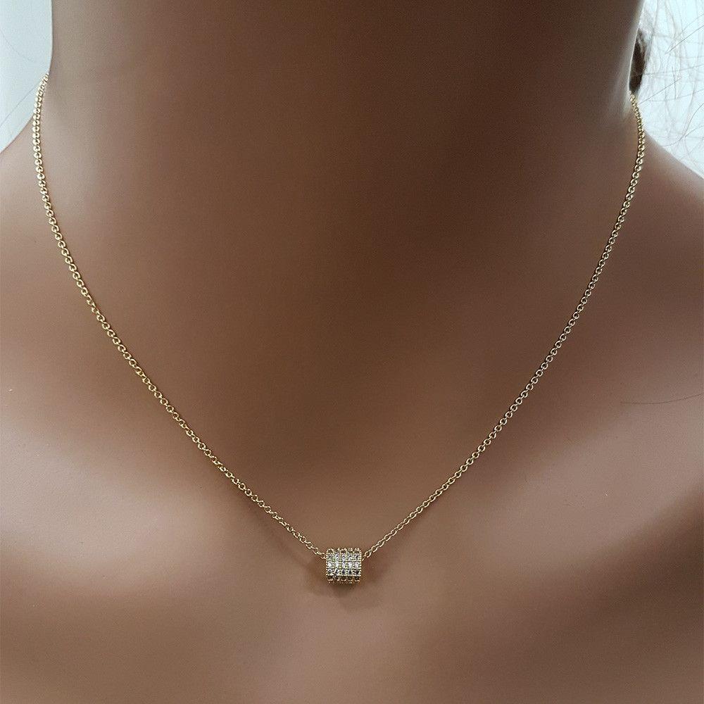 سلسال اسطواني الشكل زركون وسط سلسال متوفر 2 لون