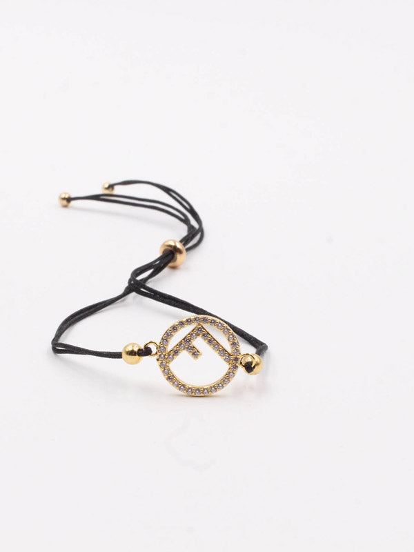 Fendi zirconia thread bracelet - أسوارة فندي خيط زركون اسواره Jewel أسود ذهبي 