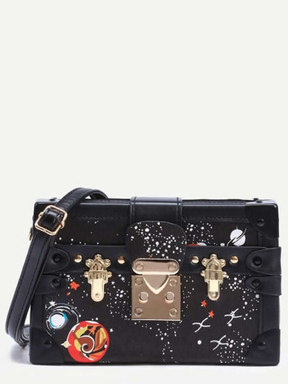 حقيبة أزياء طباعة الفضاء - سوداء شنط وحقائب متوفر 1 لون  
